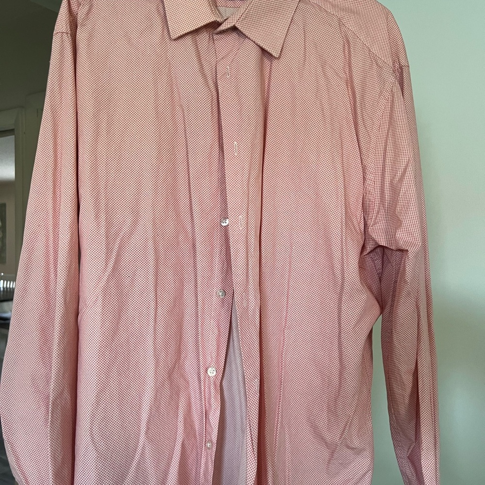 Calvin Klein Men's Pink Patterned Long-Sleeve Dress Shirt